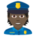 👮🏿 police officer: dark skin tone display on JoyPixels